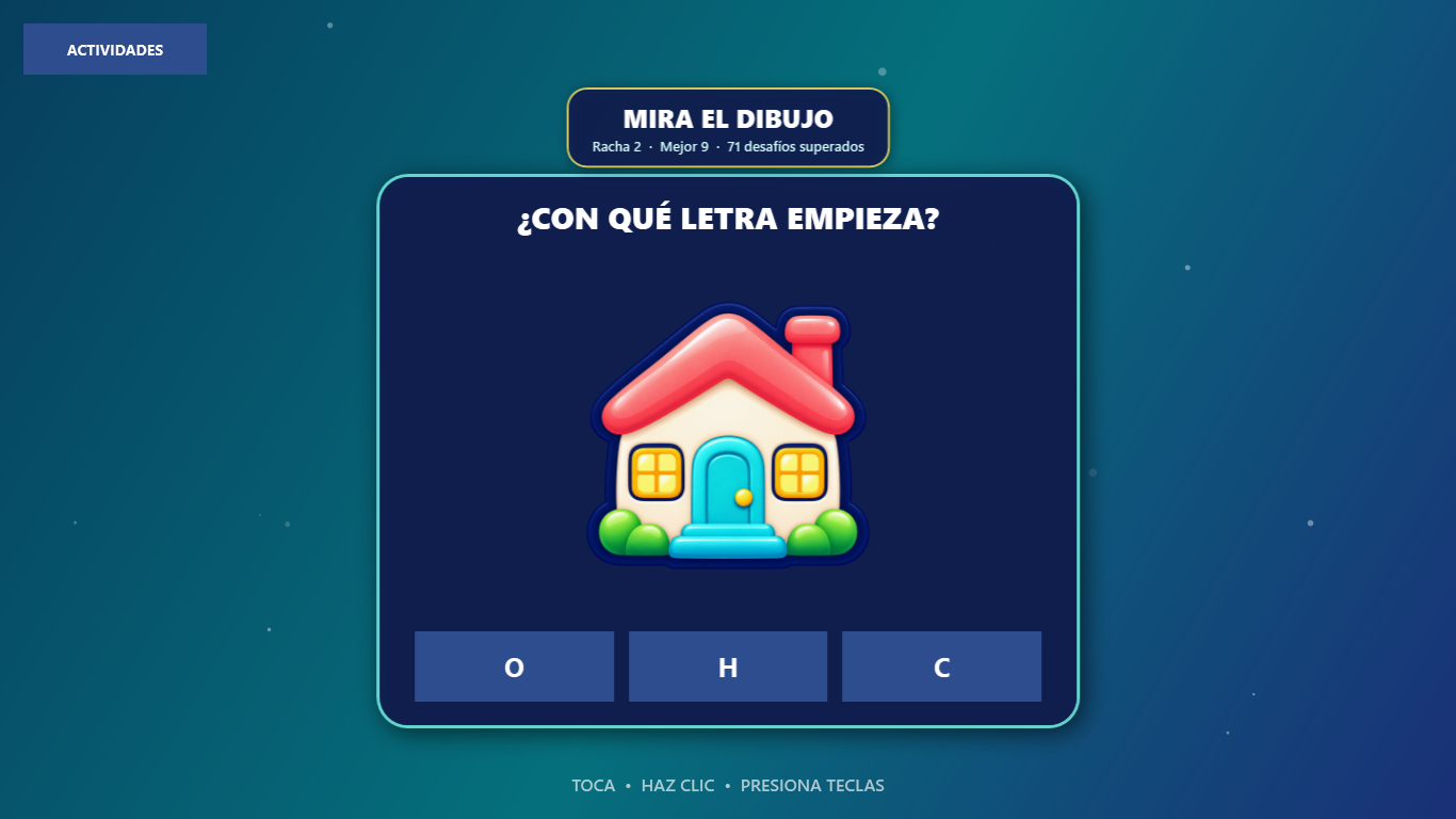 Desafío para reconocer la letra inicial